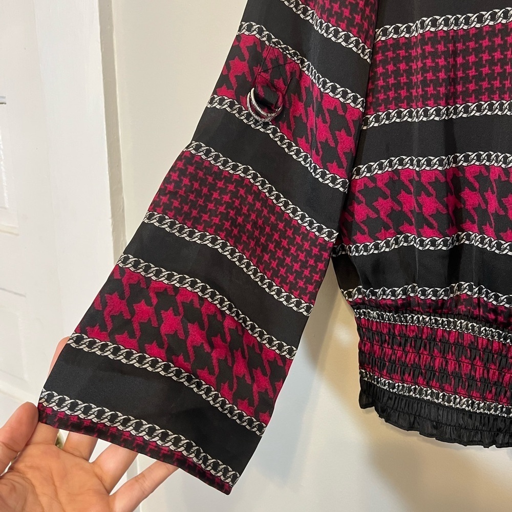 Grunge Michael Kors Cropped Stripe‎ Black Pink Punk Eclectic Sleeve Top - Small - Picture 3 of 11